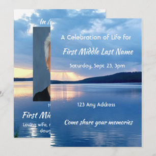 Invitación Celebración de la vida Servicio Lago Sunrise Natur
