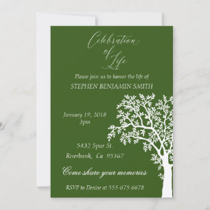 Invitación Celebración de la vida Servicio Memorial Árbol Bla