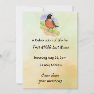Invitación Celebración de la vida Servicio Robin Garden Bird