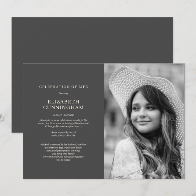 Invitación Celebración de la Vida Simple Elegante Foto Modern (Anverso / Reverso)