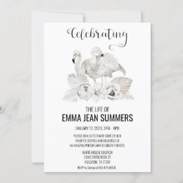 Invitación Celebración de la vida White Flamingo Boho Tropica