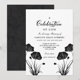 Invitación Celebración de las amapolas negras y blancas de la