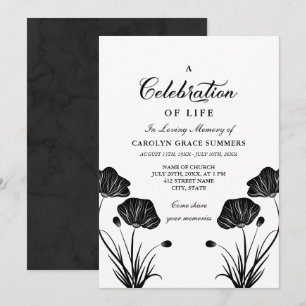 Invitación Celebración de las amapolas negras y blancas de la