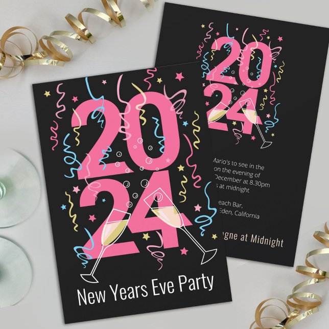 Invitación Celebración de las gafas de champán Fiesta de Año  (Subido por el creador)