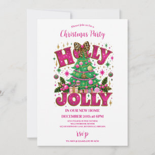 Invitación Celebración de Leopard Bow Holly Jolly