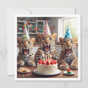 Invitación Celebración de leopardos, cumpleaños de imágenes d