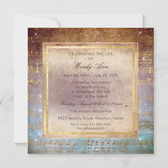 Invitación Celebración de Live Golden Music (Anverso)