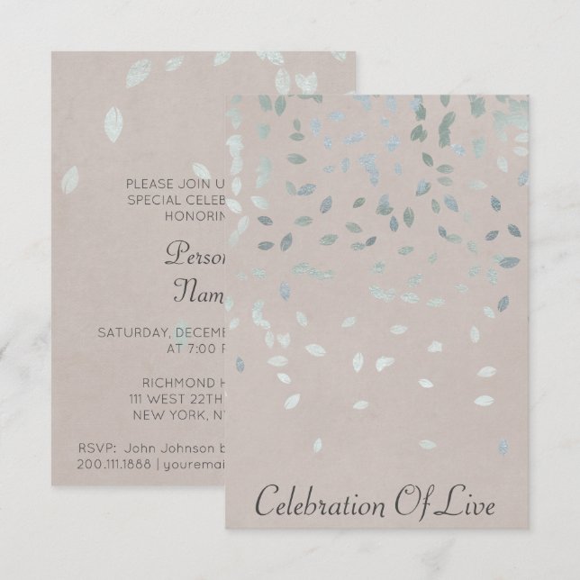 Invitación Celebración de Live Vip Silver Pastel (Anverso / Reverso)