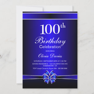 Invitación Celebración de los 100 Años Negro y Azul