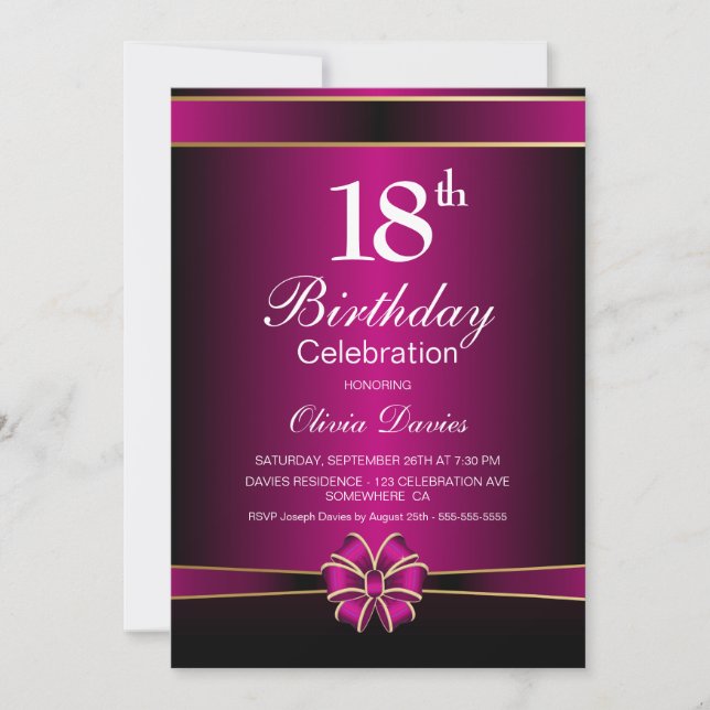 Invitación Celebración de los 18 Años del Rosa Moderno (Anverso)