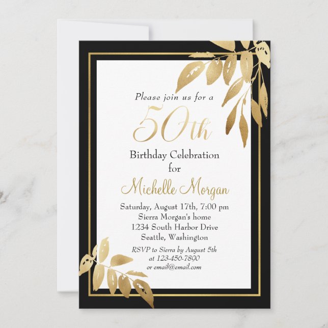 Invitación Celebración de los 50 años de la elegancia dorada  (Anverso)