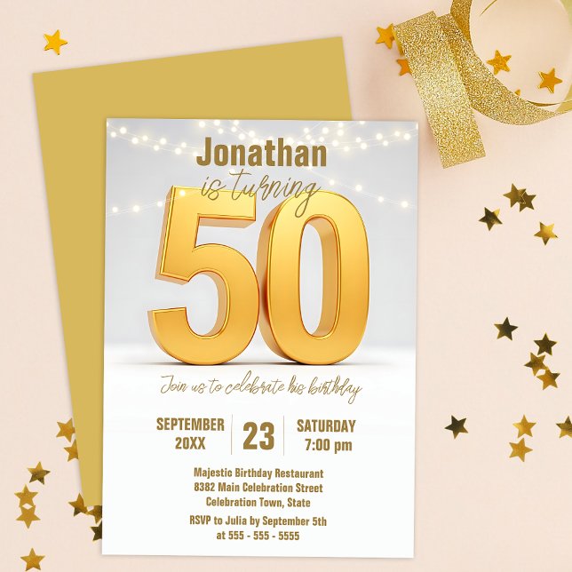 Invitación Celebración de los 50 años de oro con String Light (Subido por el creador)