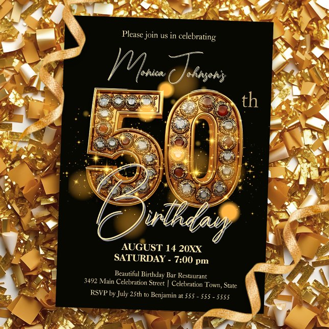 Invitación Celebración de los 50 años de oro y negro brillant (Subido por el creador)