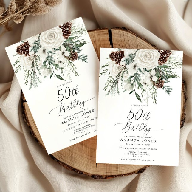 Invitación Celebración de los 50 Años en el invierno Evergree (Subido por el creador)