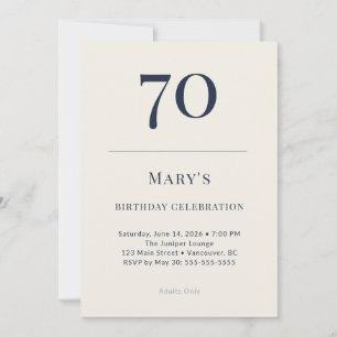 Invitación Celebración de los 70 años Classic Navy & Cream