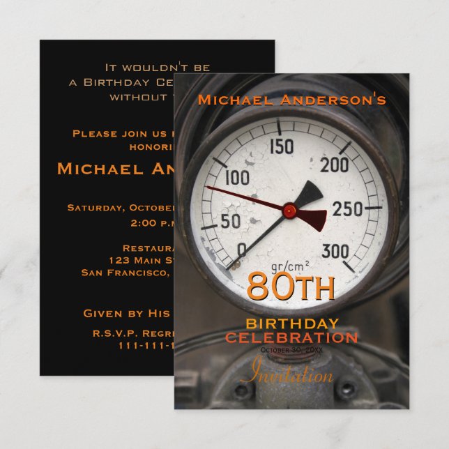Invitación Celebración de los 80 Años del Viejo Manómetro (Anverso / Reverso)