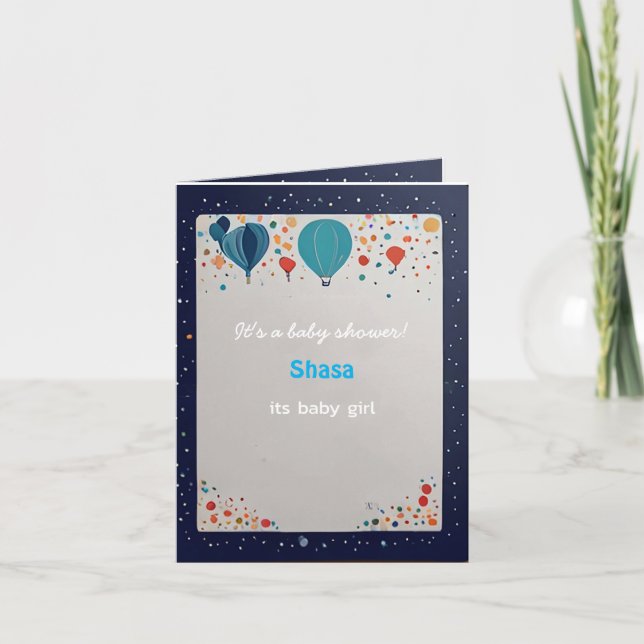 Invitación celebración de los globos azules de la niña bebé d (Anverso)
