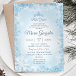 Invitación Celebración de los Navidades azules de invierno ma<br><div class="desc">Navidades azules de invierno Fiesta de celebración de duendes de quinceañera</div>