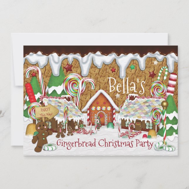 Invitación Celebración de los Navidades de galletas de pan de (Anverso)