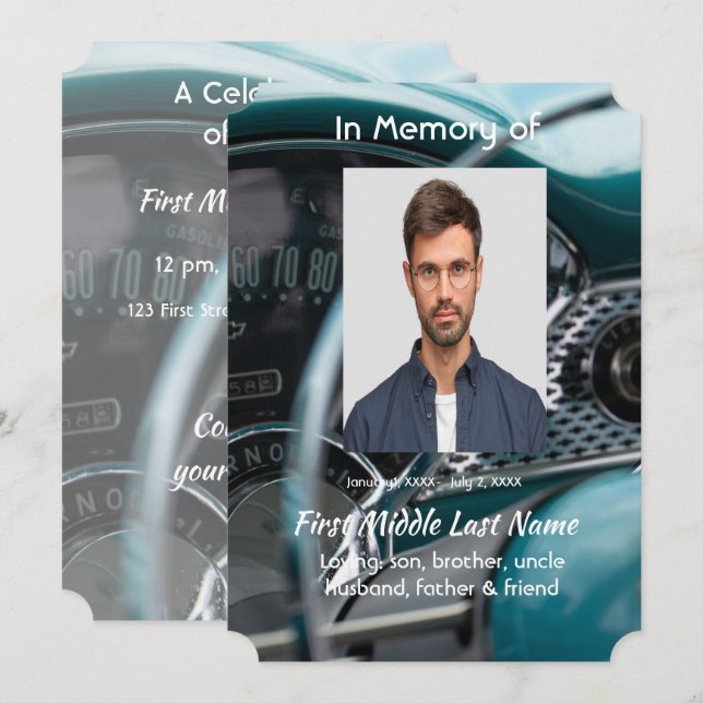 Invitación Celebración de los vehículos automotores de antigü (Anverso / Reverso)