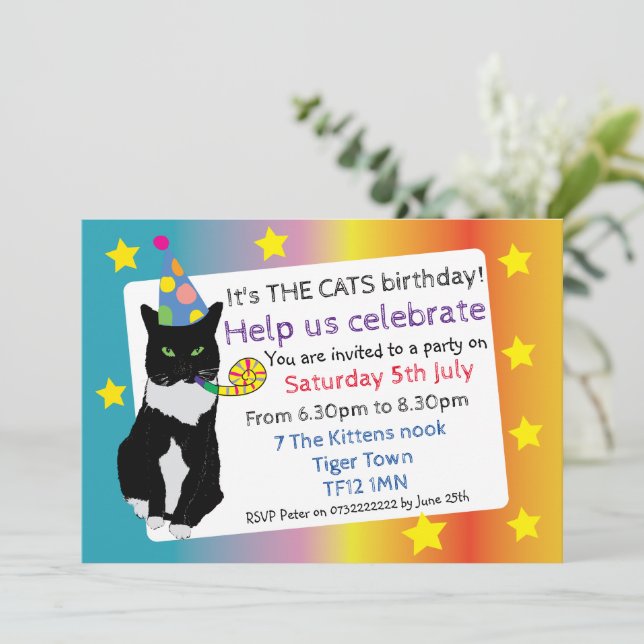 Invitación Celebración de mascotas divertidos por la invitaci (Anverso de pie)