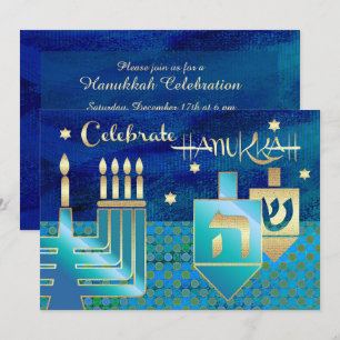 Invitación Celebración de Menorah y Dreidels Hanukkah