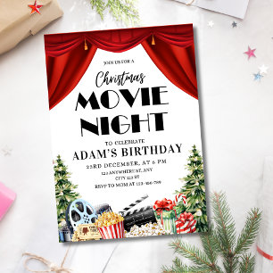 Invitación Celebración de Navidad al Aire Libre Noche de Cine