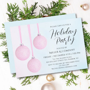 Invitación Celebración de Navidad de Pink Bauble Company