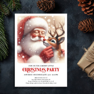 Invitación Celebración de Navidad de Santa Claus y Rudolph 