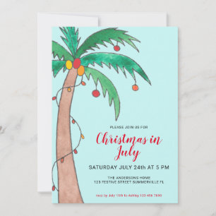 Invitación Celebración de Navidad en Julio Fiesta del árbol d