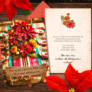 Invitación Celebración de Navidades mexicanos con flores y sa