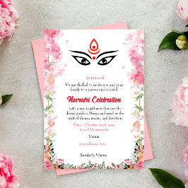 Invitación Celebración de Navratri Durga Puja Colorido floral
