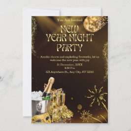 Invitación celebración de noche de año nuevo digital de lujo