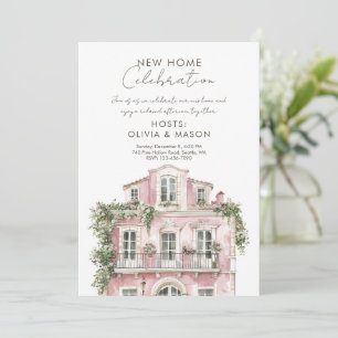 Invitación Celebración de nueva casa rosa Fiesta de inaugurac