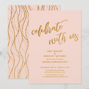 Invitación Celebración de oro con la recepción Rubor Wedding