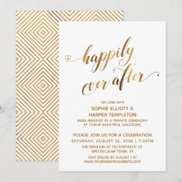 Invitación Celebración de oro después de la boda Felices para