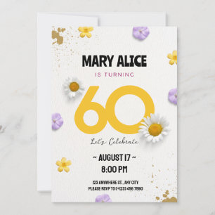 Invitación Celebración de oro simple 60 cumpleaños minimalist