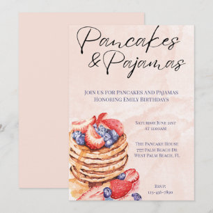 Invitación Celebración de Panqueques de Acuarela y Pijamas