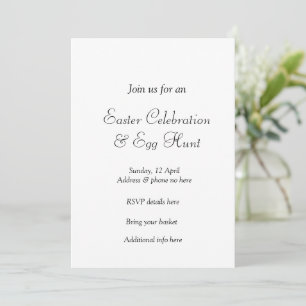 Invitación celebración de Pascua añade QR simple caza de huev