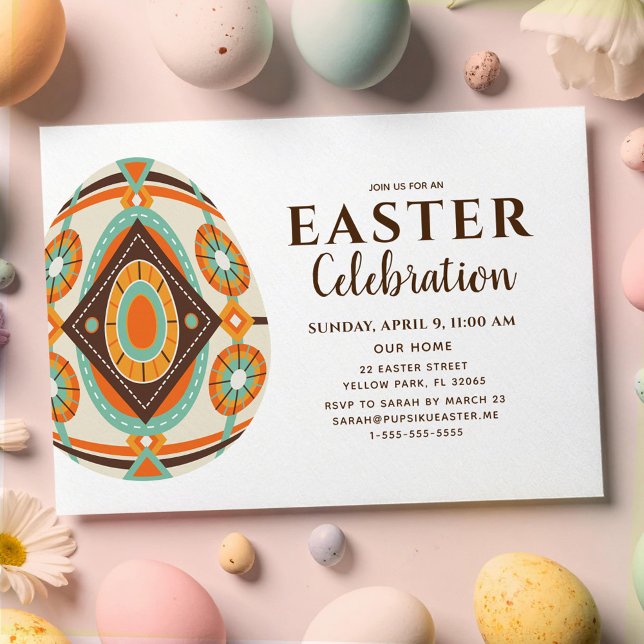 Invitación Celebración de Pascua con huevo pintado de época (Subido por el creador)