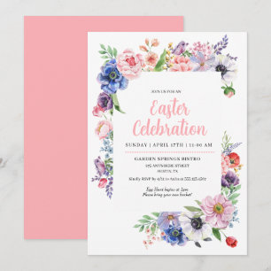 Invitación Celebración de Pascua de primavera en el jardín fl