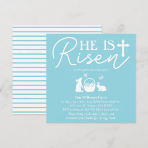 Invitación Celebración de Pascua "Él ha Resucitado" en Azul S