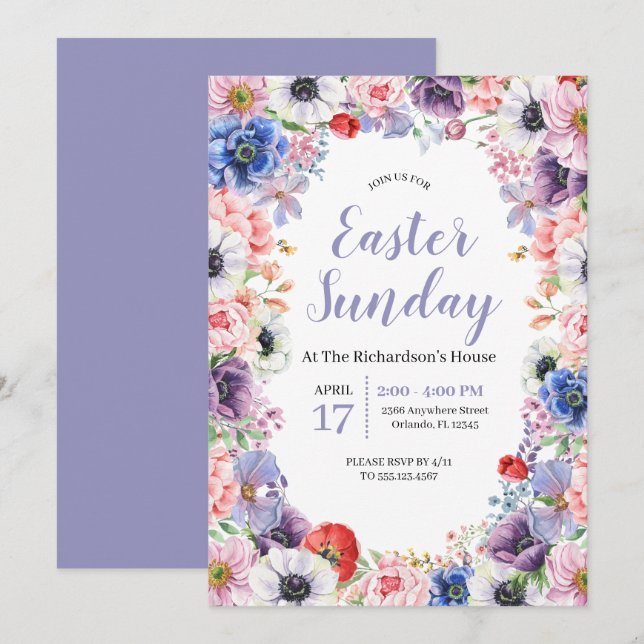 Invitación Celebración de Pascua Floral de Tulipanes de Prima (Anverso / Reverso)