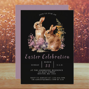 Invitación Celebración de Pascua floral primaveral con acuare