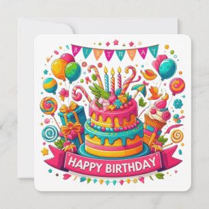 Invitación Celebración de pastel de cumpleaños colorido