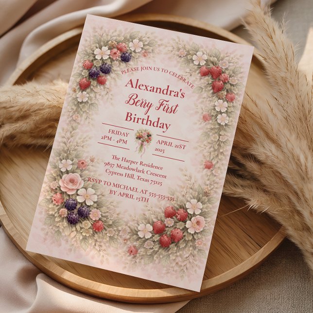 Invitación Celebración de Pequeña Baya 1er Cumpleaños (Subido por el creador)