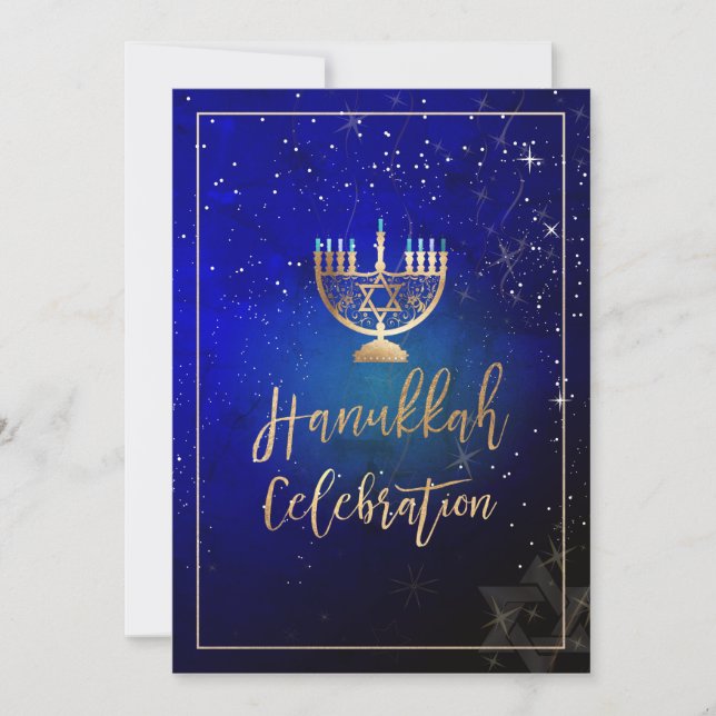 Invitación Celebración de PixDezines Hanukkah, letra de guión (Anverso)