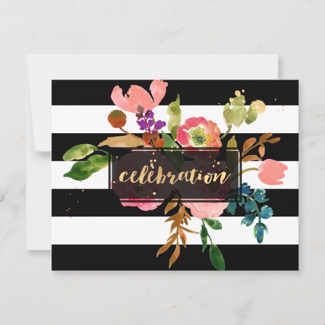 Invitación Celebración de PixDezines Mitzvah/púrpura/floral (Anverso)