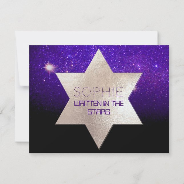 Invitación Celebración de PixDezines Night Sky/Purple/Mitzvah (Anverso)