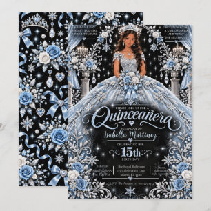Invitación Celebración de Quinceañera Azul Hielo